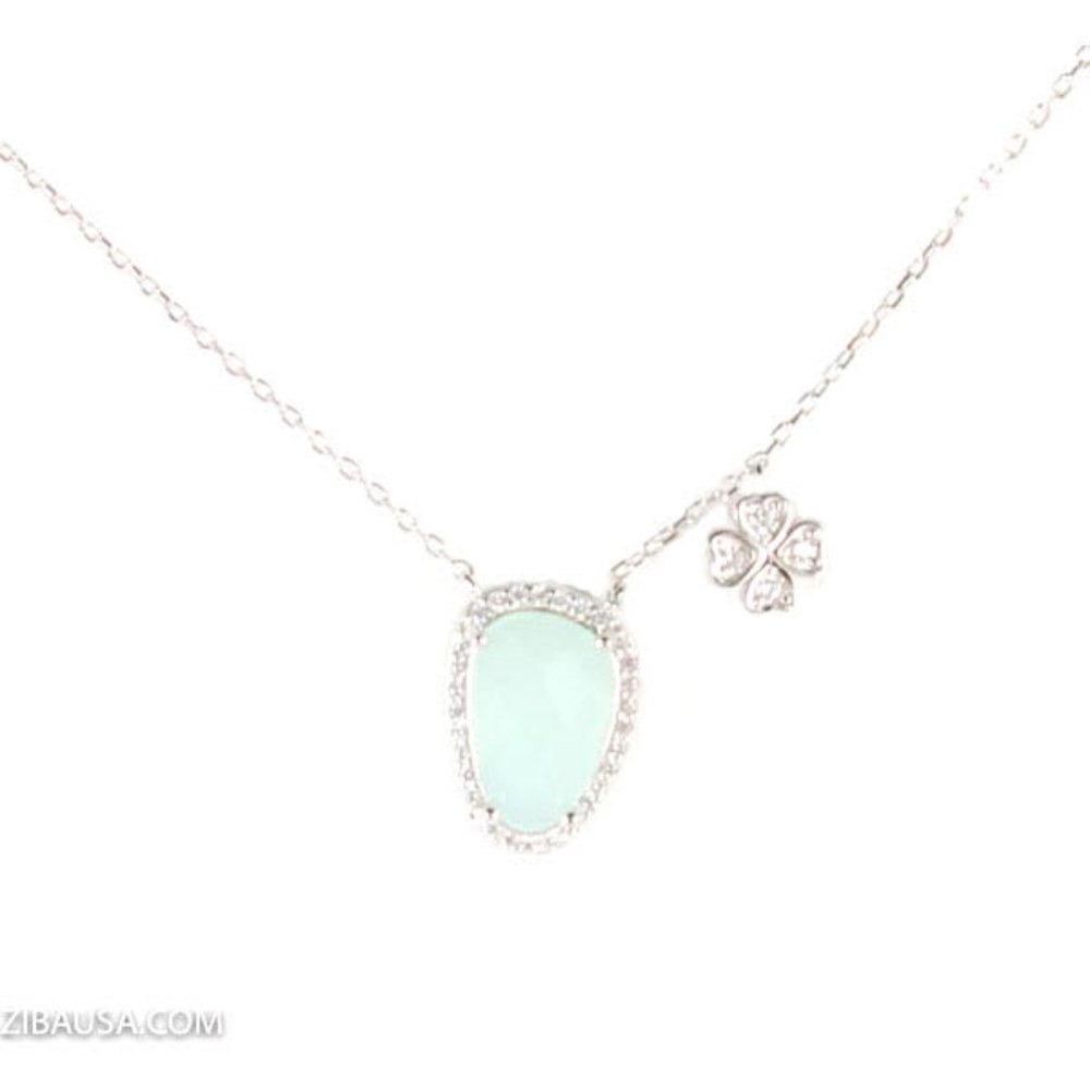 2 Pendent necklace blue crystal and shamrock